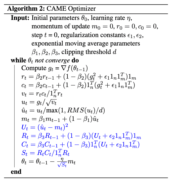 CAME Optimizer ![ACL Outstanding Paper Award](https://img.shields.io/badge/ACL-Outstanding%20Paper%20Award-ff3557?logo=ai&logoColor=white&style=flat-square)